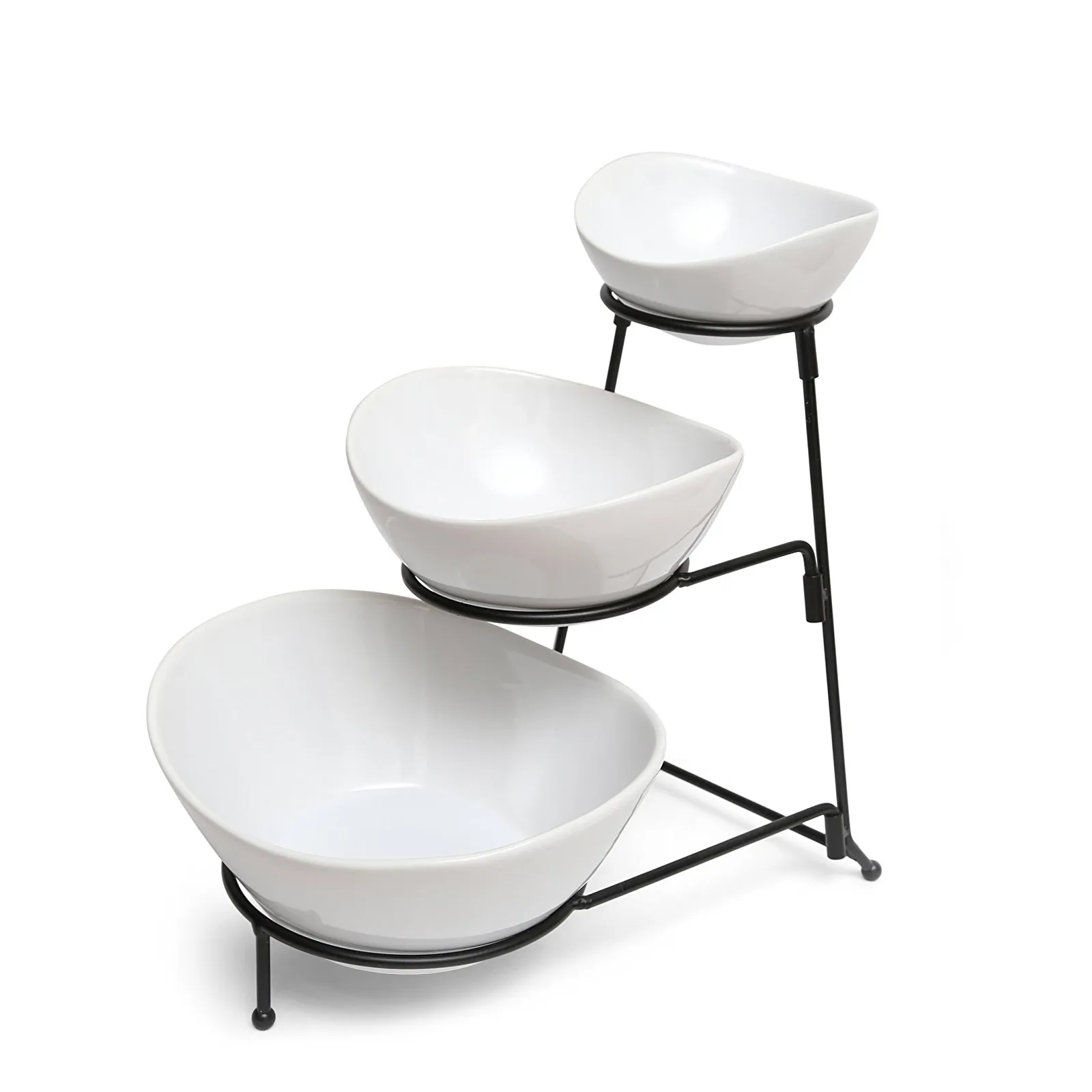 Gibson 92702.04 - Gibson Elite 3-Tier Ceramic Bowl Server Set with Stand