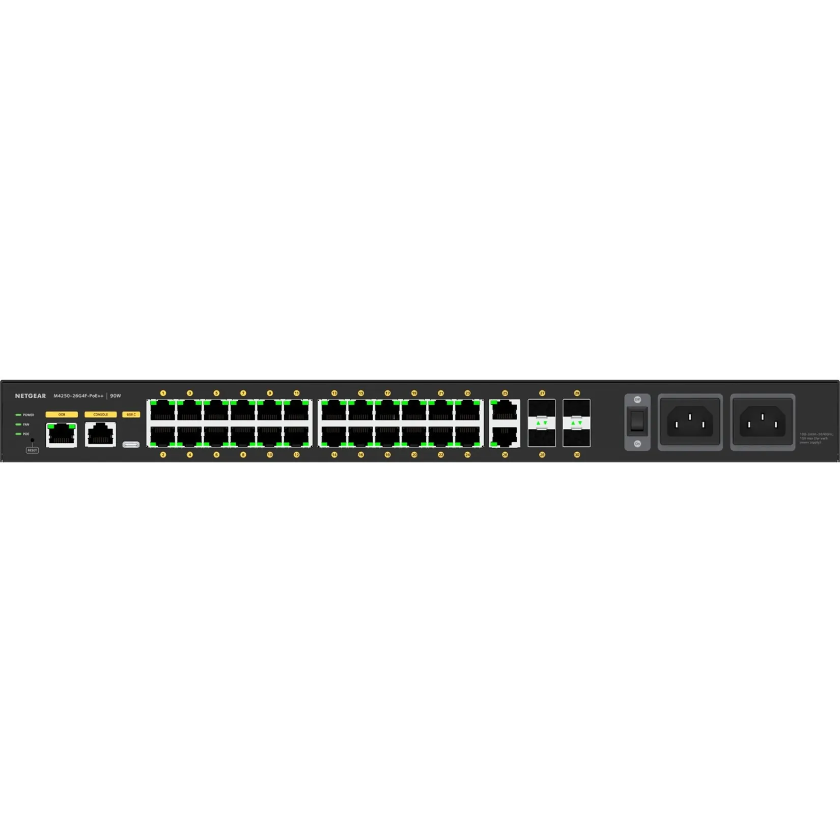 NETGEAR GSM4230UP-100NAS — AV LINE M4250-26G4F-POE++ 24X1G ULTRA90 POE++ 802.3BT 1,440W 2X1G AND 4XSFP MANA