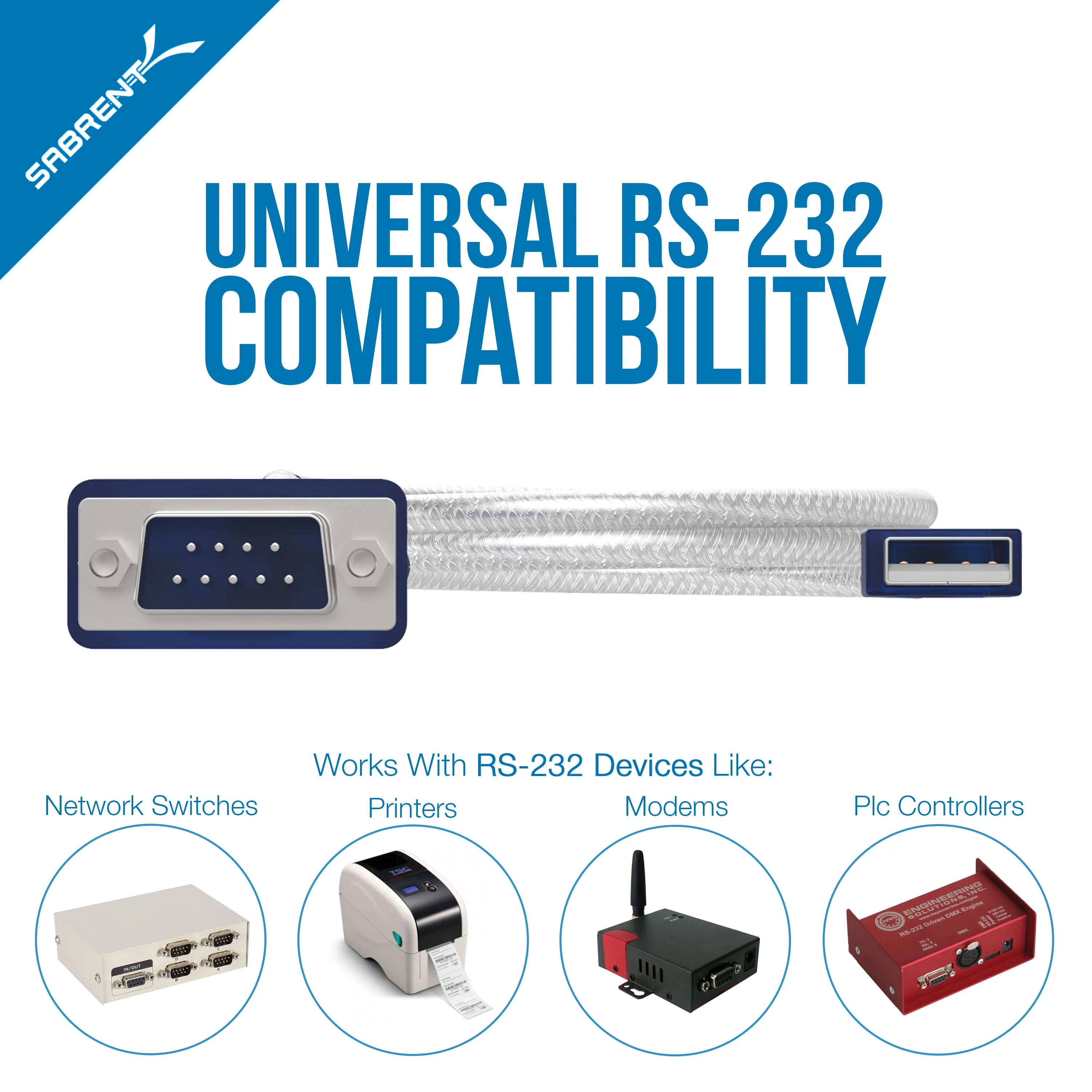Sabrent CB-DB9P — Sabrent USB 2.0 to Serial DB-9 Adapter Cable