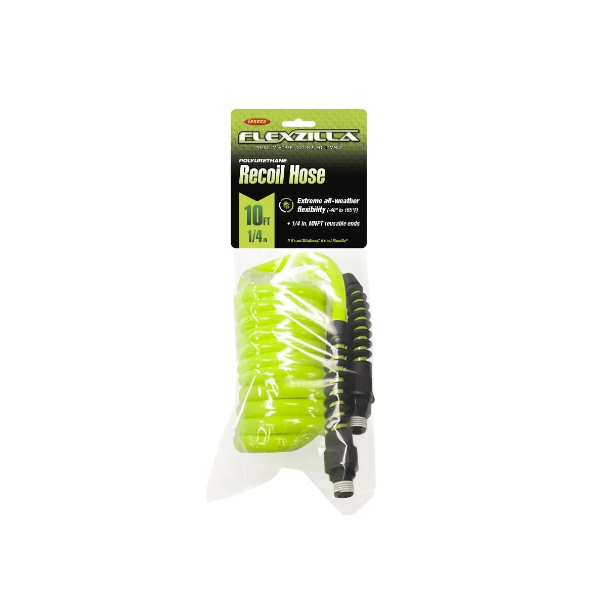 FLEXZILLA LP1410AFZ — Flexzilla 1/4" x 10ft Polyurethane Recoil Hose with Fittings