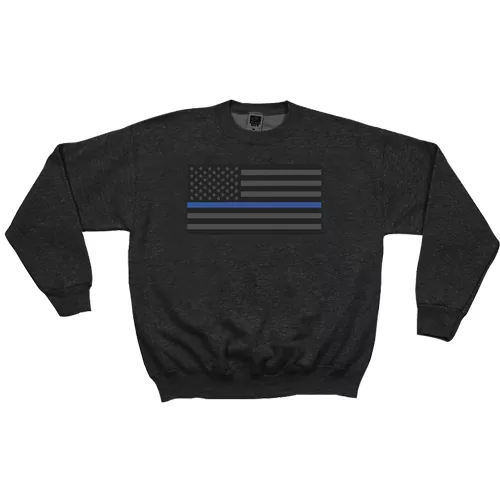 Fox Outdoor Products 64-6482 L - USA FlagThin Blue Line Crewneck Sweatshirt Black - Large