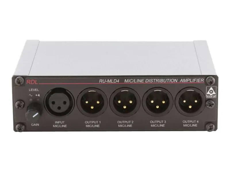 RDL RU-MLD4 - 4-Channel MicLine Audio Distribution Amplifier