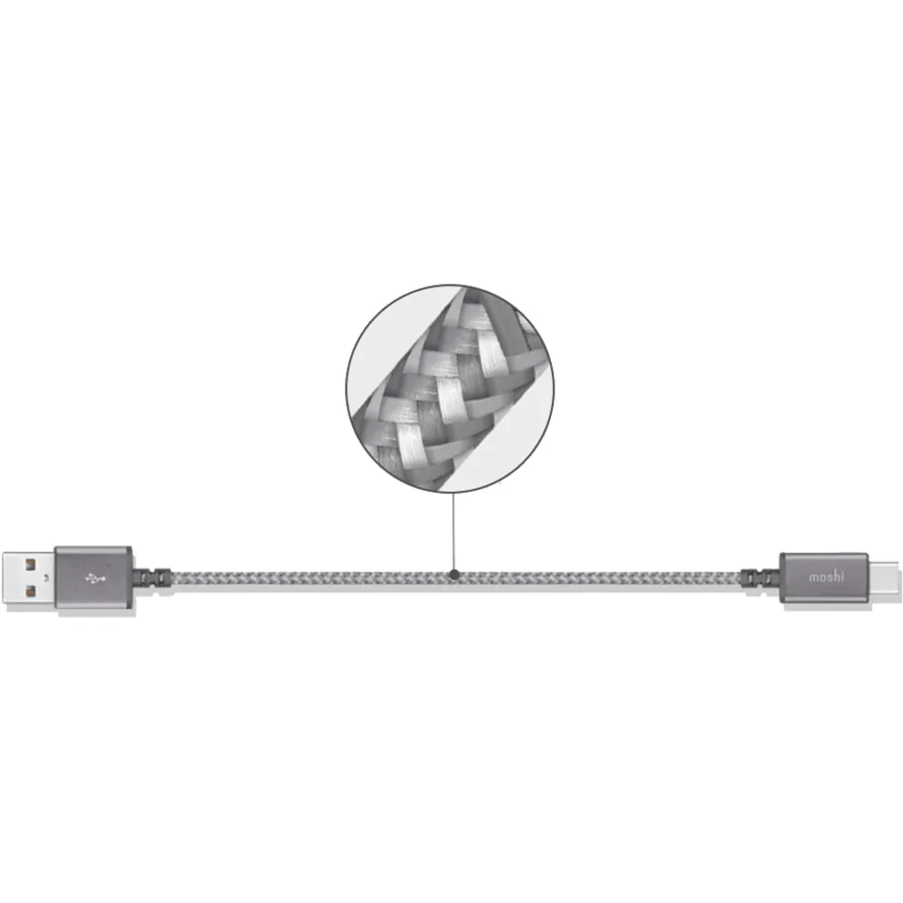 MOSHI 99MO084044 - Heavy-Duty Ballistic Nylon Braided Cable with Aluminum Ends