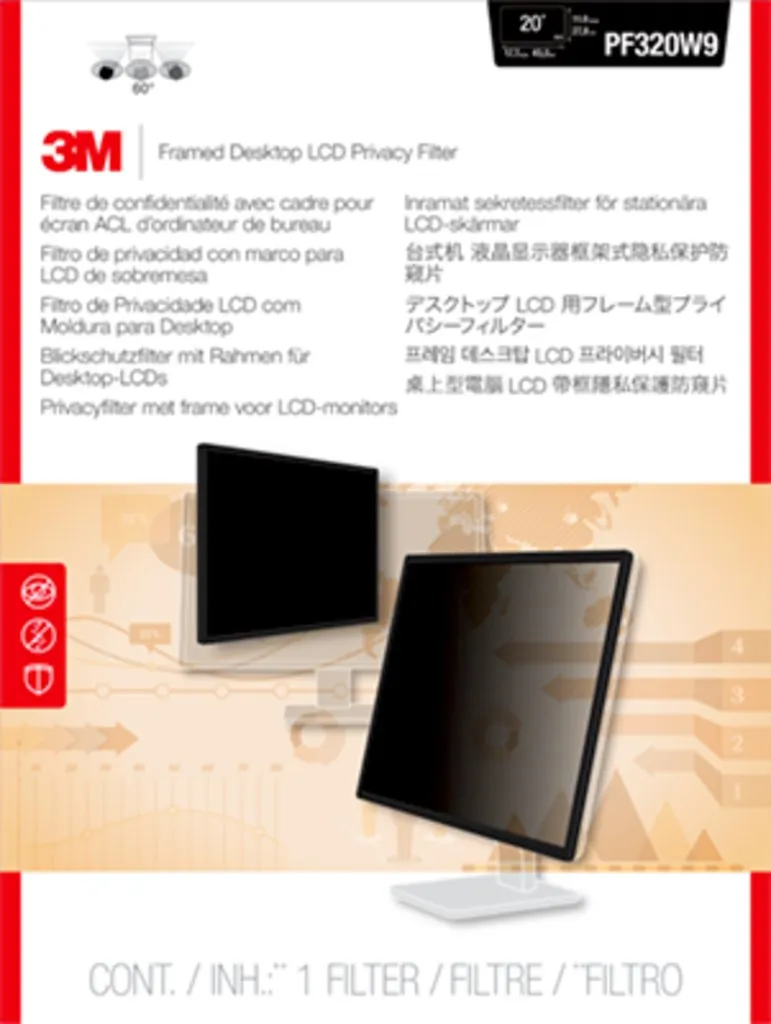 3M PF320W9B — 3M Privacy Filter Black, Matte - For 32" Widescreen LCD Monitor - 16:9 - Scratch Resistant, Fingerprint Resistant, Dust Resistant - Anti-glare - 1 Each