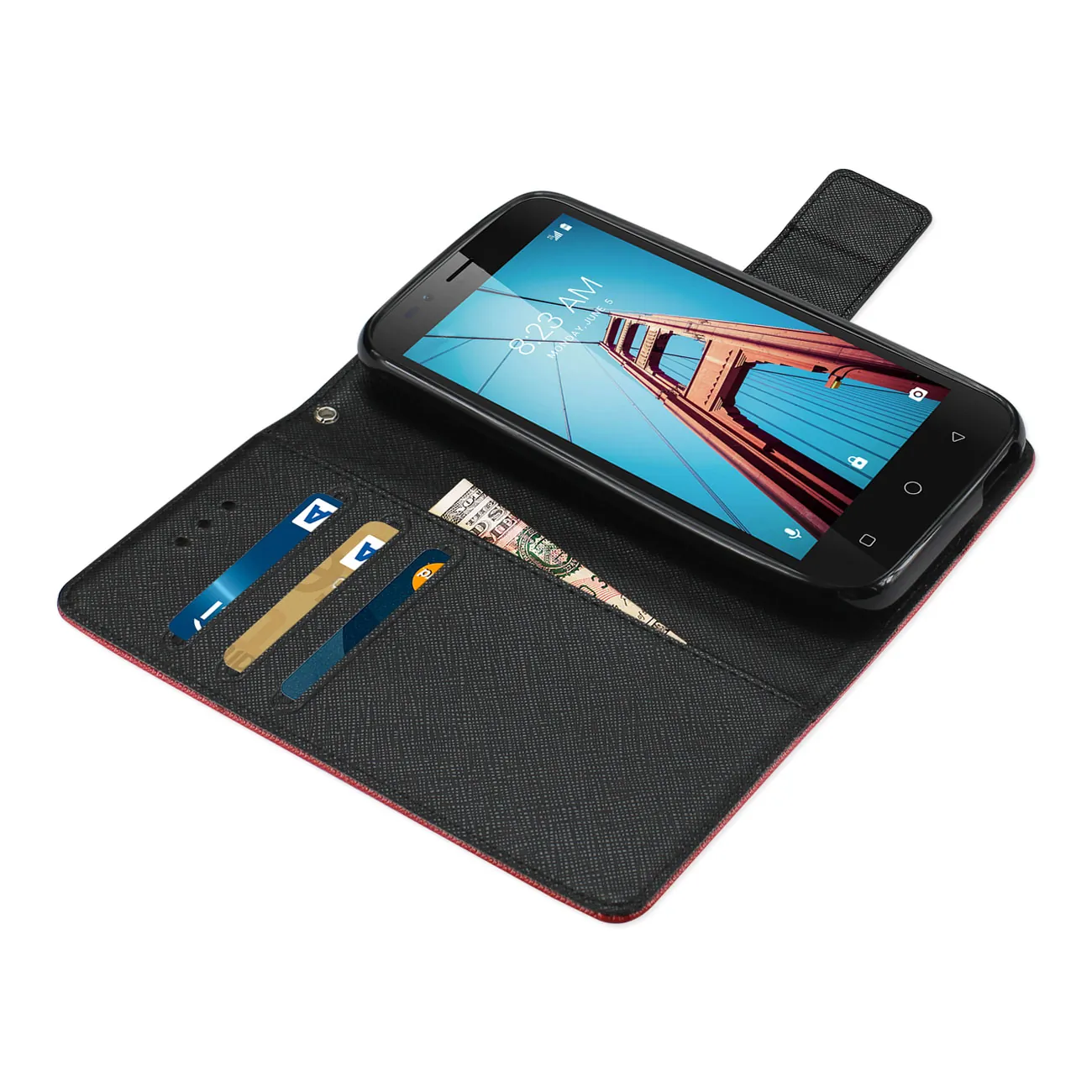 COOLPAD FC22-CLPDFTRD - REIKO COOLPAD DEFIANT 3-IN-1 WALLET CASE IN RED