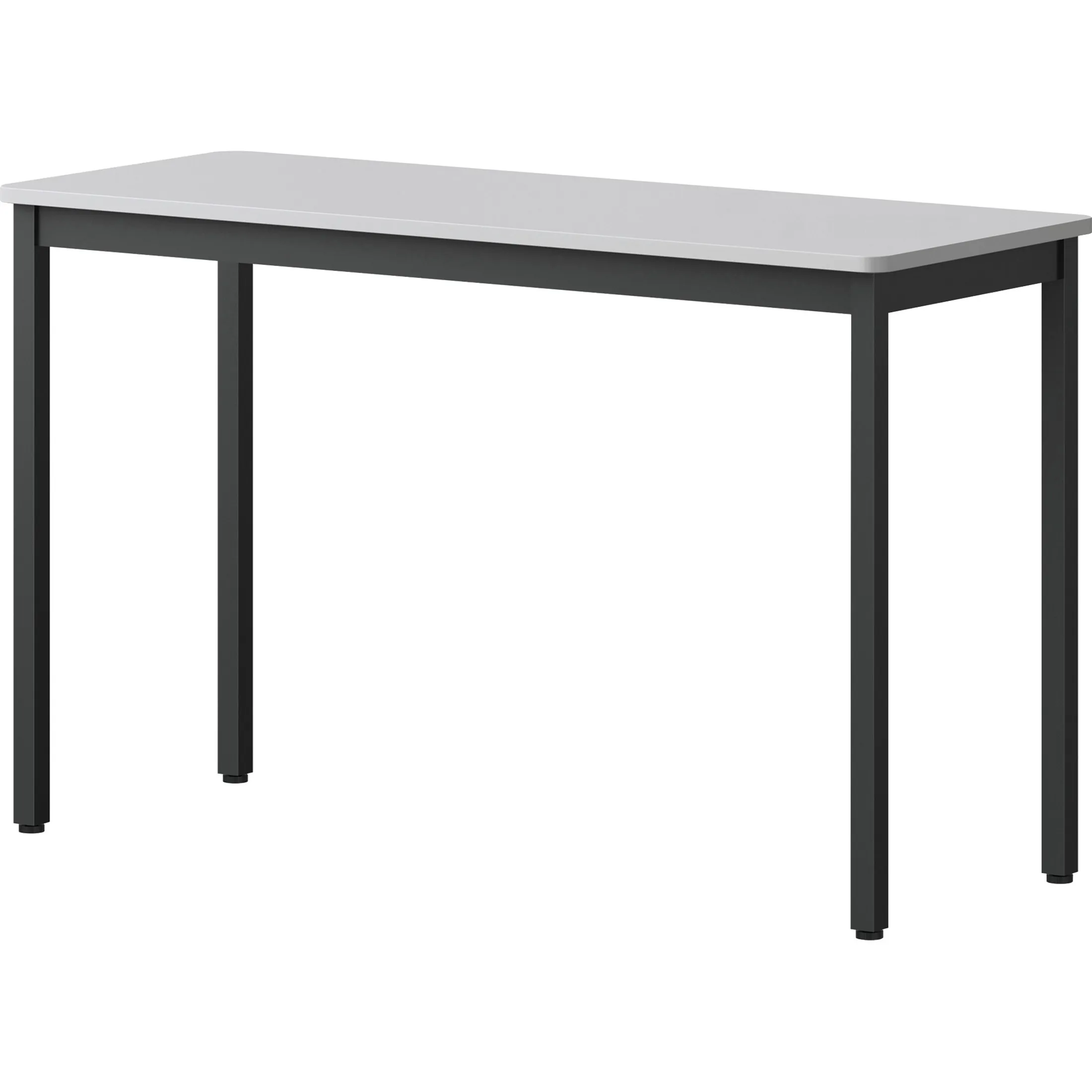 Lorell LLR 60753 — Lorell Utility Table - Gray Rectangle, Laminated Top - Powder Coated Black Base x 47.25 Table Top Width x 18.13 Table Top Depth - 30 Height - Assembly Required - Melamine Top Material