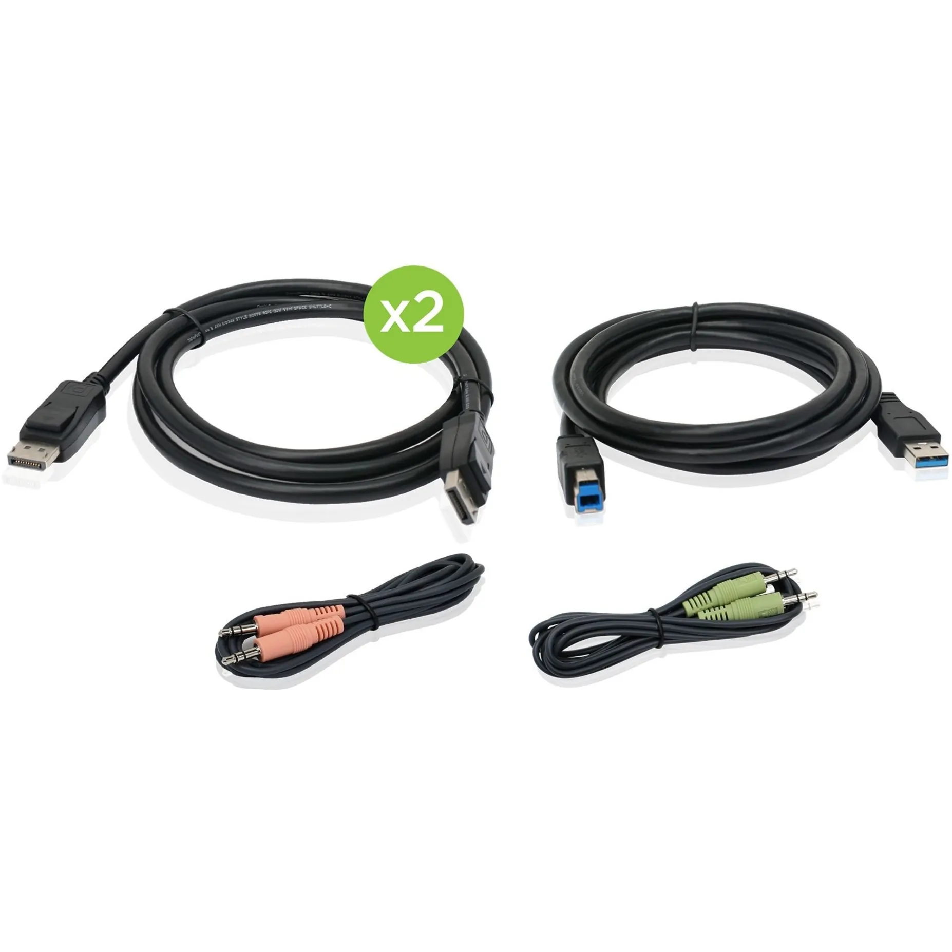 IOGear G2L92A2U - 4K Dual View DisplayPort KVM Cable Kit - TAA Compliant