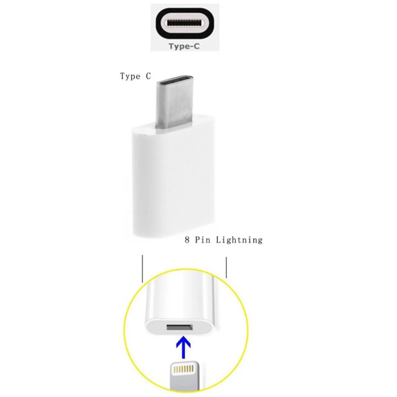 4XEM 4XUSBCM8PINFW — USB-C Male to 8 Pin Female Adapter - White
