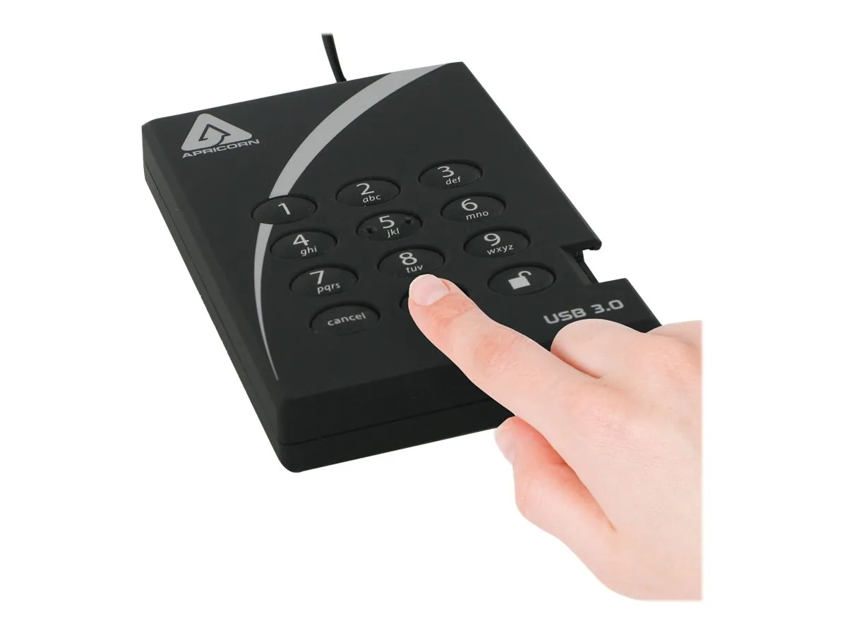Apricorn A25-3PL256-S2000 — 2TB SSD, AEGIS PADLOCK USB 3.0, 256B