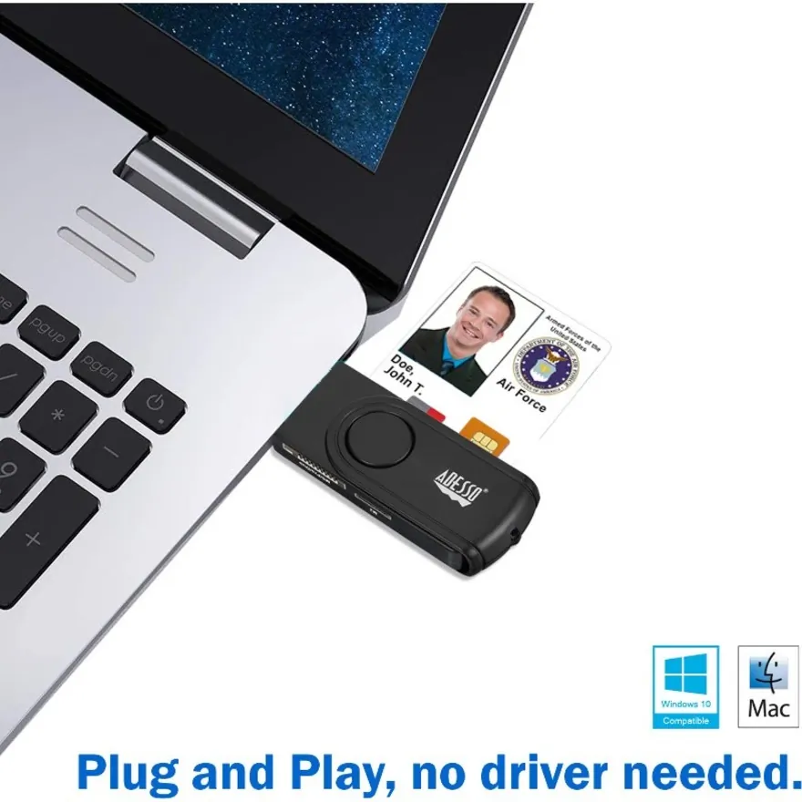 Adesso SCR-200 — ADESSO TAA CAC USB PORTABLE SMART CARD READER, WITH SD SLOT , SUPPORT SMARTCARD,