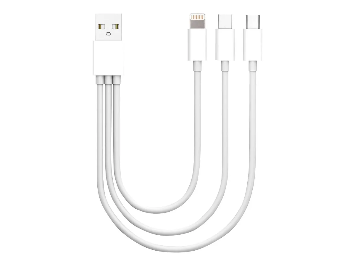 4XEM 4XUSBMUSB8PINUSBC — 3-in-1 USB Cable: Micro USB, 8-Pin, USB-C