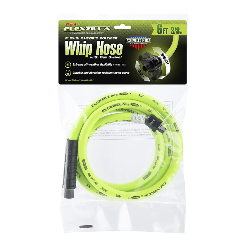 FLEXZILLA HFZ3806YW2B — Flexzilla 3/8in x 6ft Whip Hose with Ball Swivel Connector