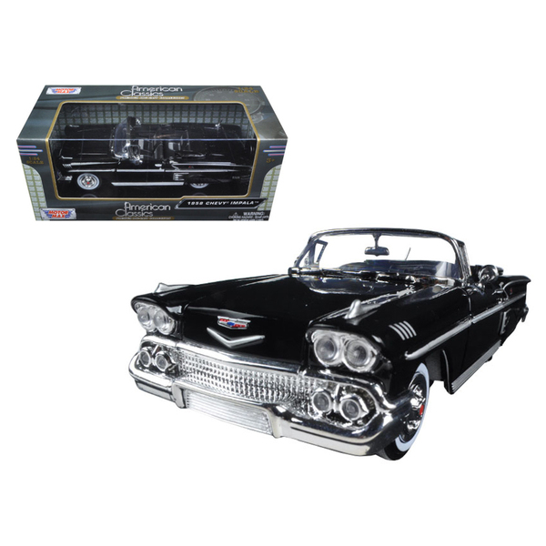 Motormax 73267bk - 1958 Chevrolet Impala Convertible Black 124 Diecast Model Ca