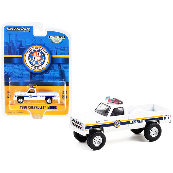 Greenlight 30241 - 1986 Chevrolet M1008 Pickup Truck White with Stripes Philade