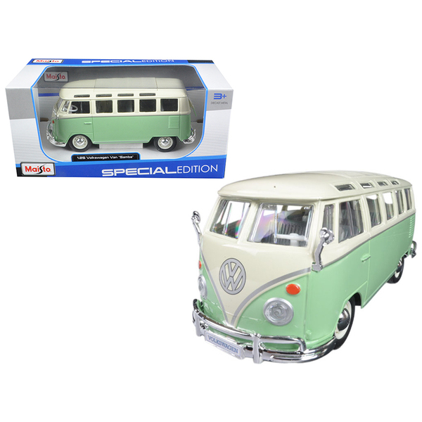 Maisto 31956grn - Volkswagen Van Samba Bus Green and Cream 125 Diecast Model b