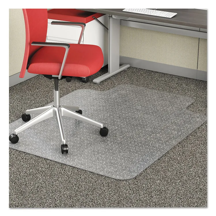 DEFLECTO DEF CM11232 — Deflecto Economat for Carpet - Carpeted Floor - 53 Length x 45 Width - Lip Size 12 Length x 25 Width - Vinyl - Clear