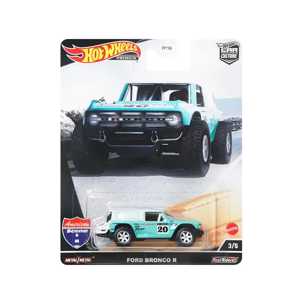 Hot Wheels HCK05 — Ford Bronco R #20 Turquoise with White Top American Scene Car Culture Series Diecast Model Car by Hot Wheels HCK05