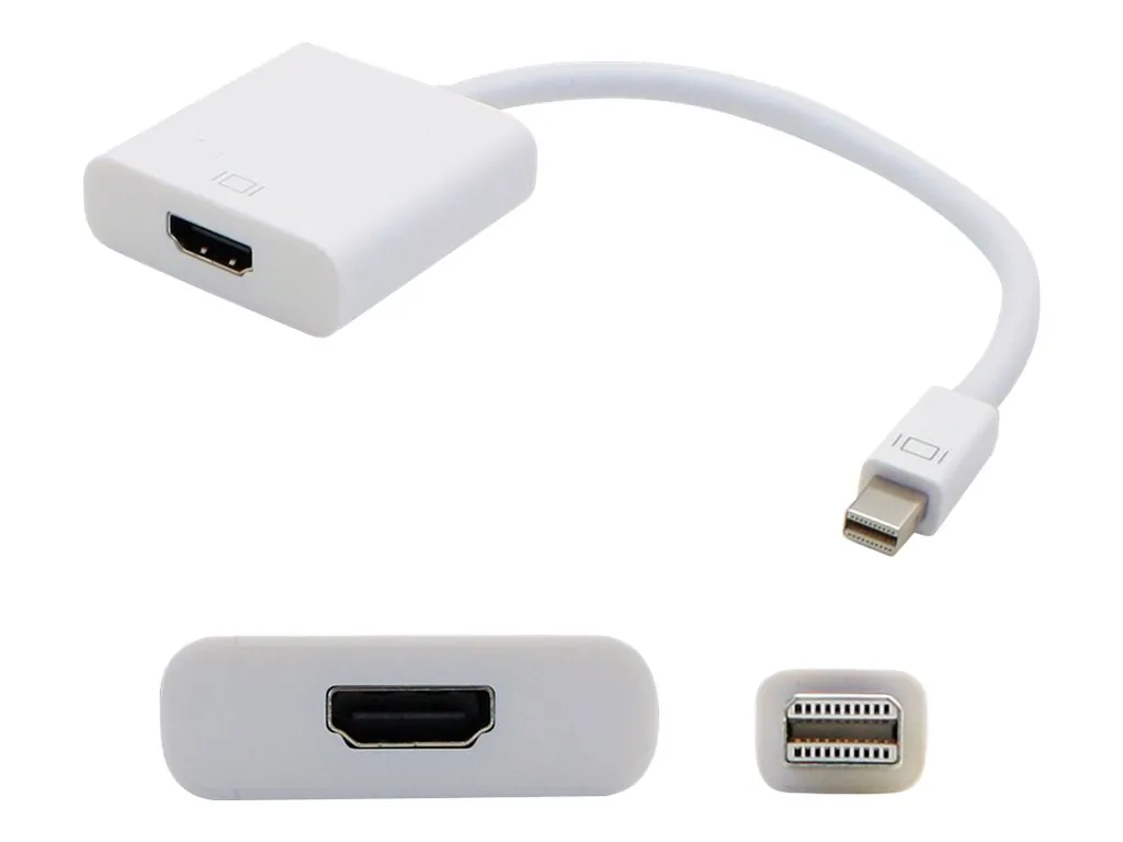 ADDON MDISPORT2HDMIW-5PK — 5-Pack 8-Inch DisplayPort to HDMI Adapter Cable (White)