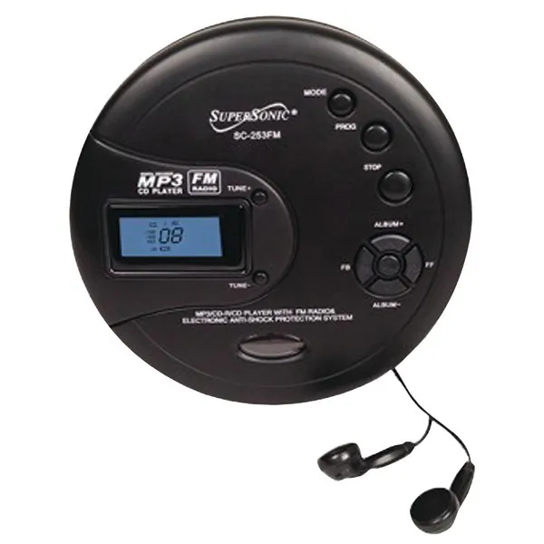 Supersonic SC-253FM — Supersonic Personal MP3/CD Player with FM Radio
