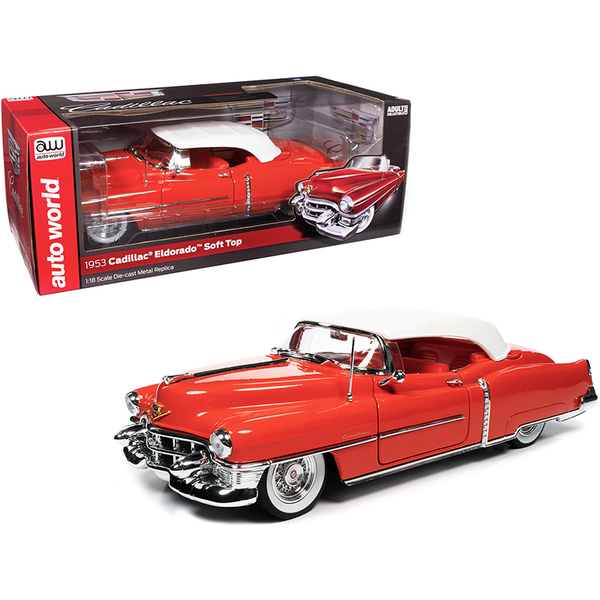 Autoworld AW286 - 1953 Cadillac Eldorado Soft Top Aztec Red with White Top and