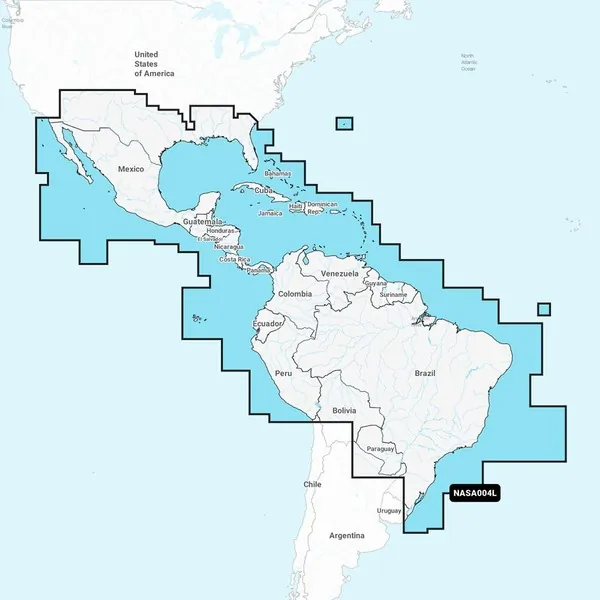 Navionics 010-C1364-30 — Navionics+ NASA004L Mexico, Caribbean to Brazil