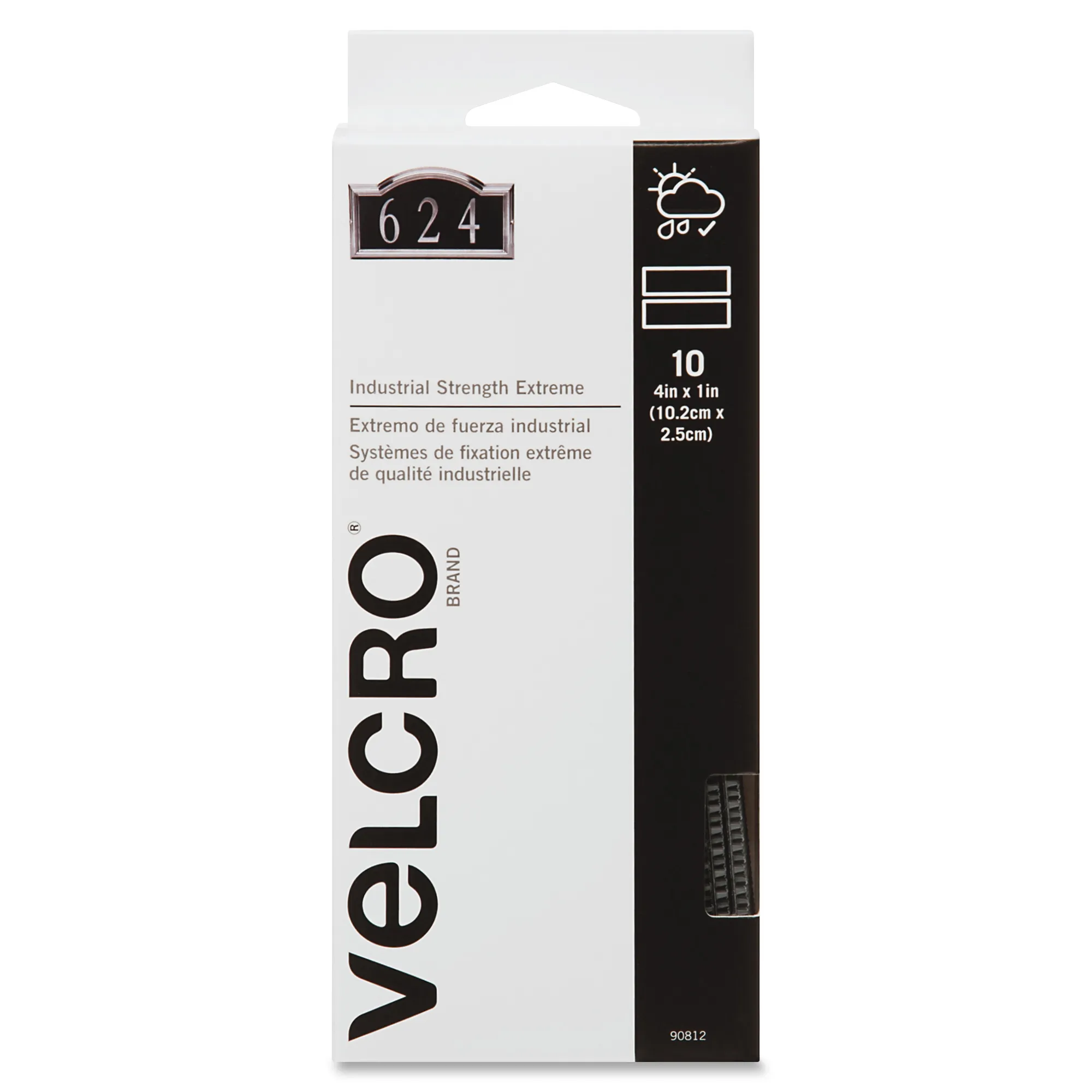 VELCRO USA VEK 90812 — VELCRO® Brand Extreme Outdoor Fasteners, 4in x 1in Strips, Titanium, 10ct - Use extreme outdoor fasteners for jobs that require a more powerful hold - even on rough surfaces.