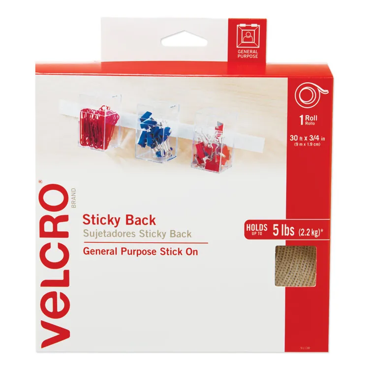 VELCRO USA VEK 90090 — VELCRO® Brand Sticky Back Circles, 5/8in Circles, White, 75ct - Simply peel and stick to apply. Ideal for smooth surfaces and designed for indoor use.