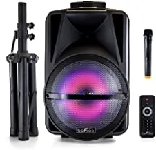BeFree BFS-1239 — beFree Sound 12 Inch Bluetooth Rechargeable Portable PA Party Speaker with Reactive LED Lights and Stand