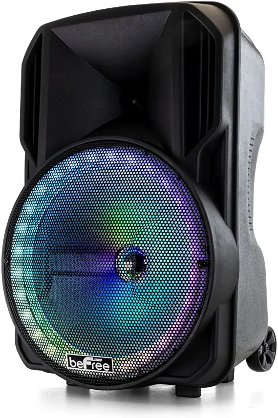 BeFree BFS-1212 — beFree Sound 12 Inch Bluetooth Rechargeable Portable PA Party Speaker with Reactive LED Lights