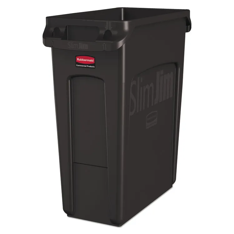 Rubbermaid RCP 354060BK — Rubbermaid Commercial Venting Slim Jim Waste Container - 23 gal Capacity - Rectangular - 30 Height x 11 Width x 22 Depth - Black - 1 Each