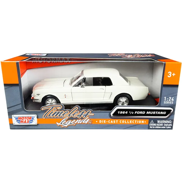 Motormax 73273r — 1964 1/2 Ford Mustang 289 White Cream 1/24 Diecast Model Car by Motormax 73273w