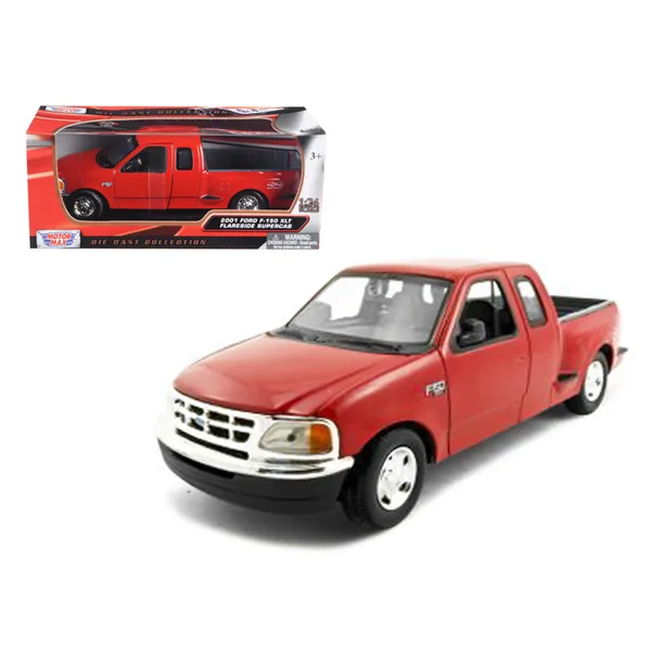 Motormax 73284r — 2001 Ford F-150 XLT Flareside Supercab Pickup Truck Red 1/24 Diecast Model Car by Motormax 73284r