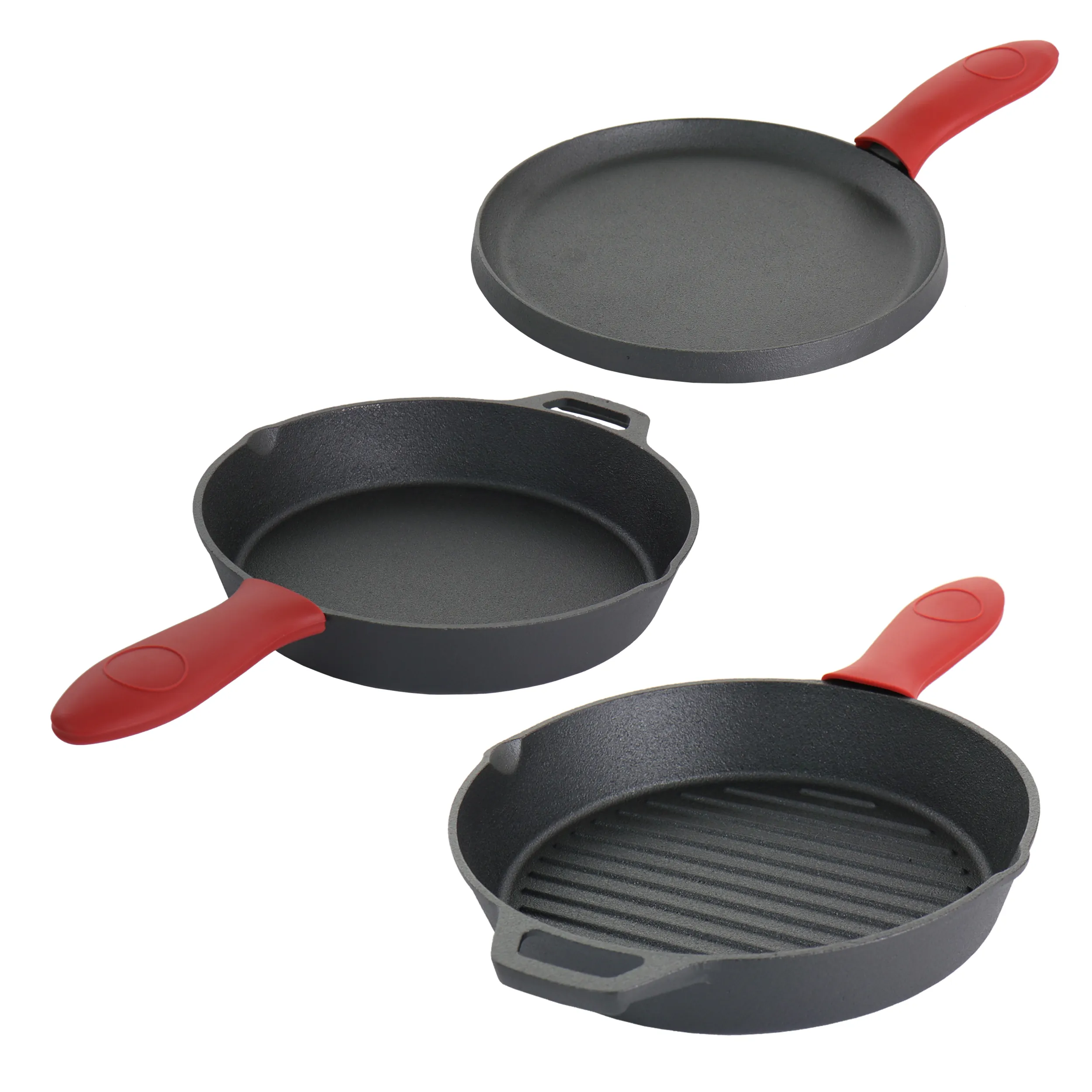 MegaChef MG-FR26AR — MegaChef Round 10.25 Inch Enameled Cast Iron Skillet in Gradient Red