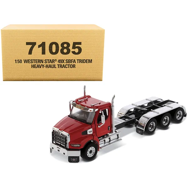 Diecast Masters 71085 — Western Star 49X SBFA Tridem Day Cab Heavy-Haul Truck Tractor Viper Red Transport Series 1/50 Diecast Model by Diecast Masters 71085