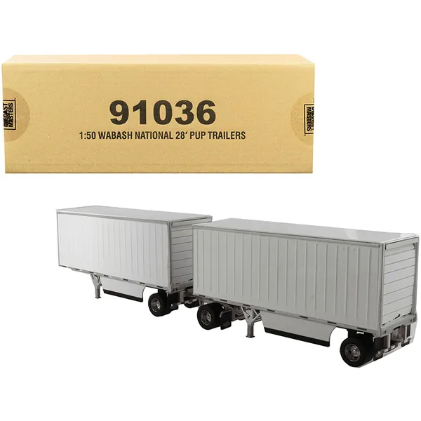 Diecast Masters 91036 — Wabash National 28' Double Pup Trailers White Transport Series 1/50 Diecast Model by Diecast Masters 91036