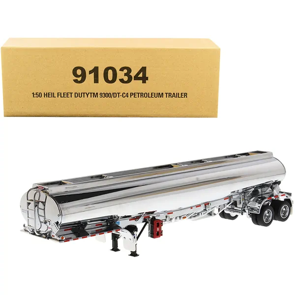 Diecast Masters 91034 — Heil Fleet Duty TM 9300/DT-C4 Petroleum Tanker Trailer Chrome Transport Series 1/50 Diecast Model by Diecast Masters 91034
