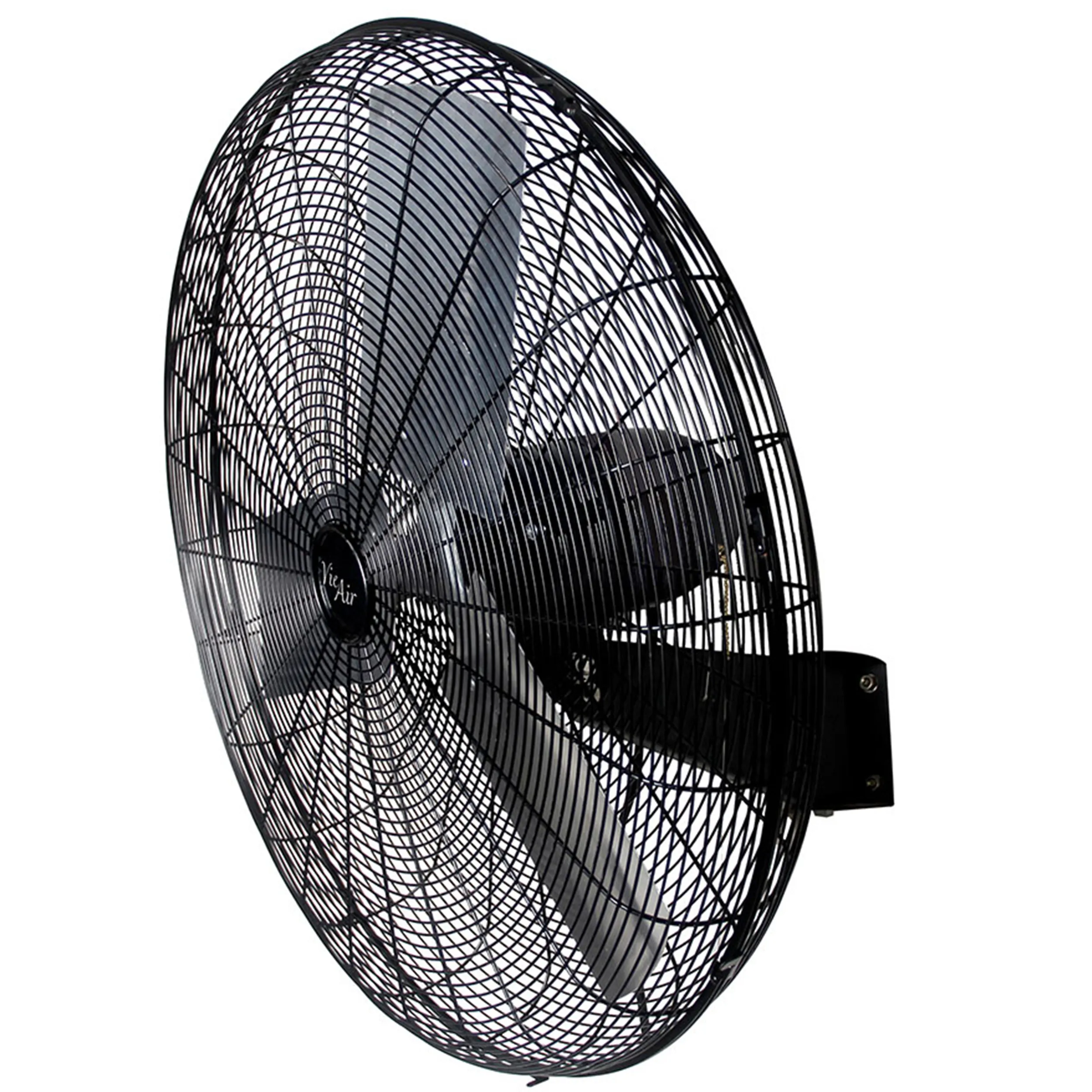 VIE AIR VA-30W — The Vie Air 30 Inch Tilting Wall Mountable Heavy Duty Commercial Strength Oscillating Fan with 3 Speed Motor in Black