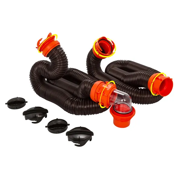 Camco 39741 — Camco RhinoFLEX 20' Sewer Hose Kit w/4 In 1 Elbow Caps