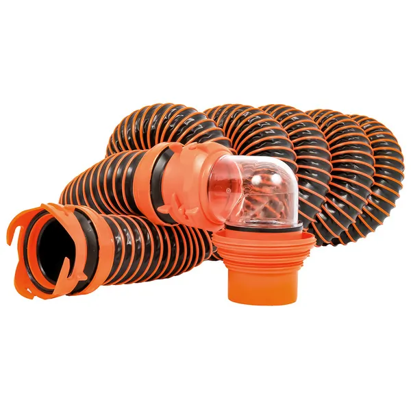 Camco 39861 — Camco RhinoEXTREME 15' Sewer Hose Kit w/Swivel Fitting 4 In 1 Elbow Caps