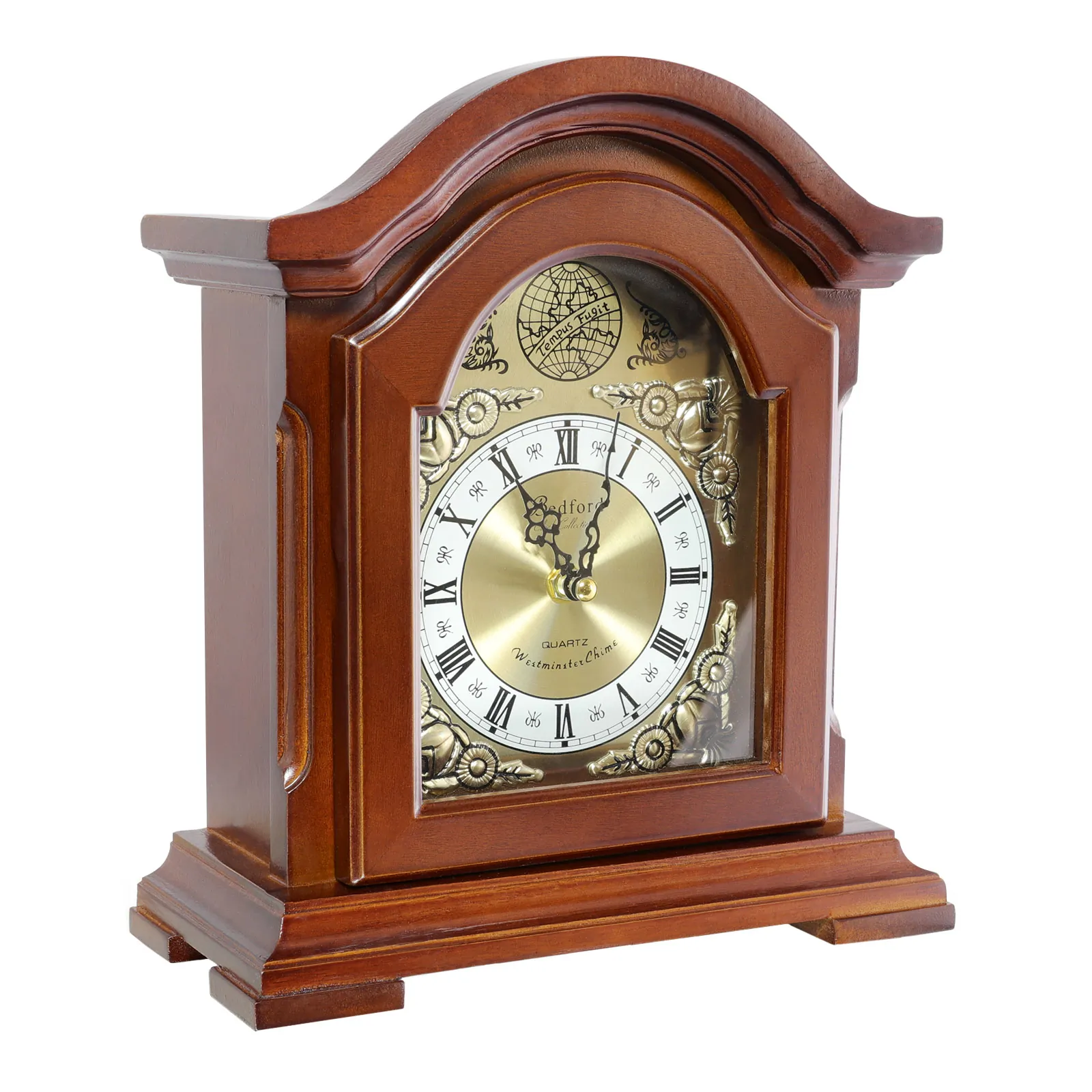 BEDFORD BED6003 — Bedford Clock Collection Redwood Mantel Clock with Chimes