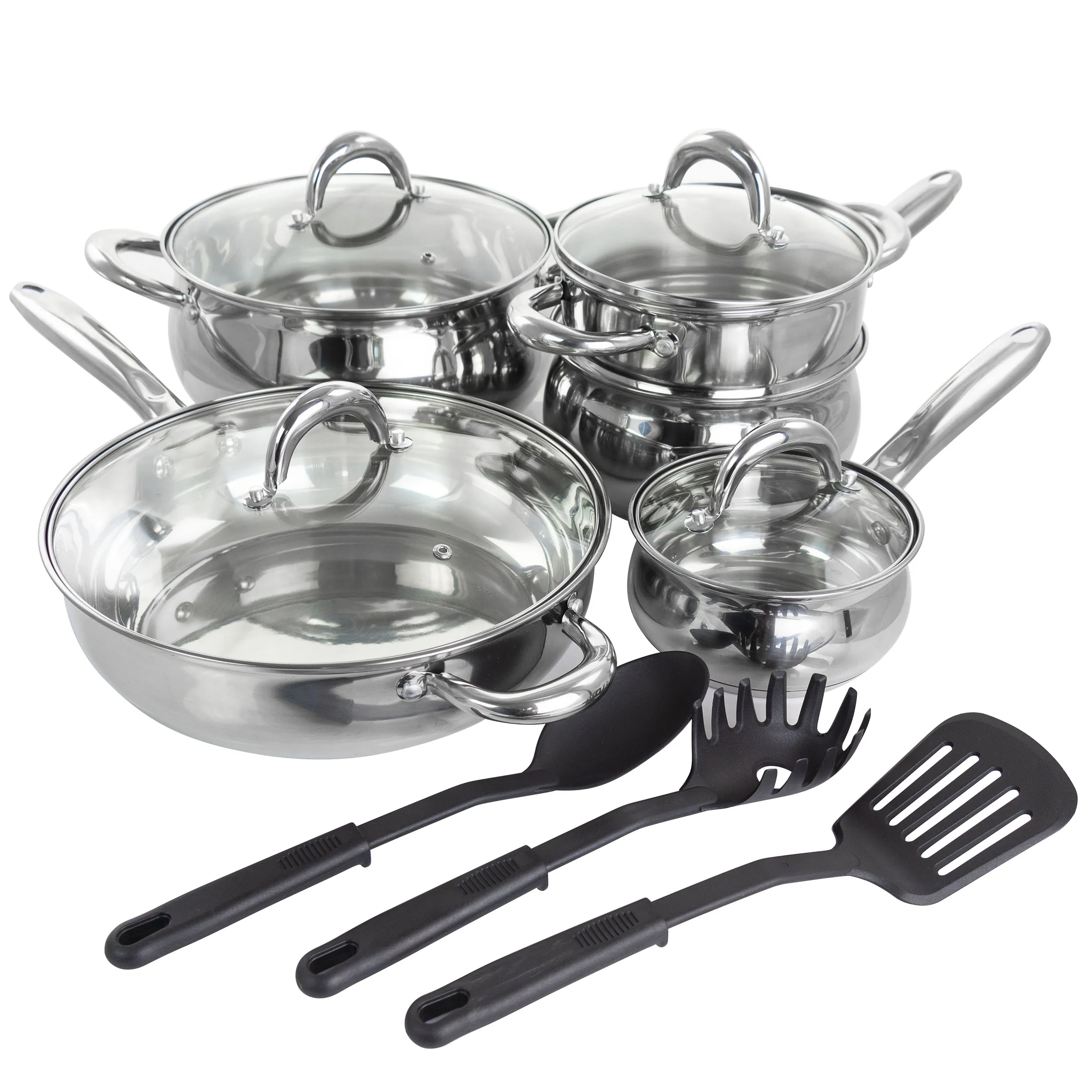 Gibson 128611.12 - Gibson Home Ancona 12-Piece Stainless Steel Cookware Set