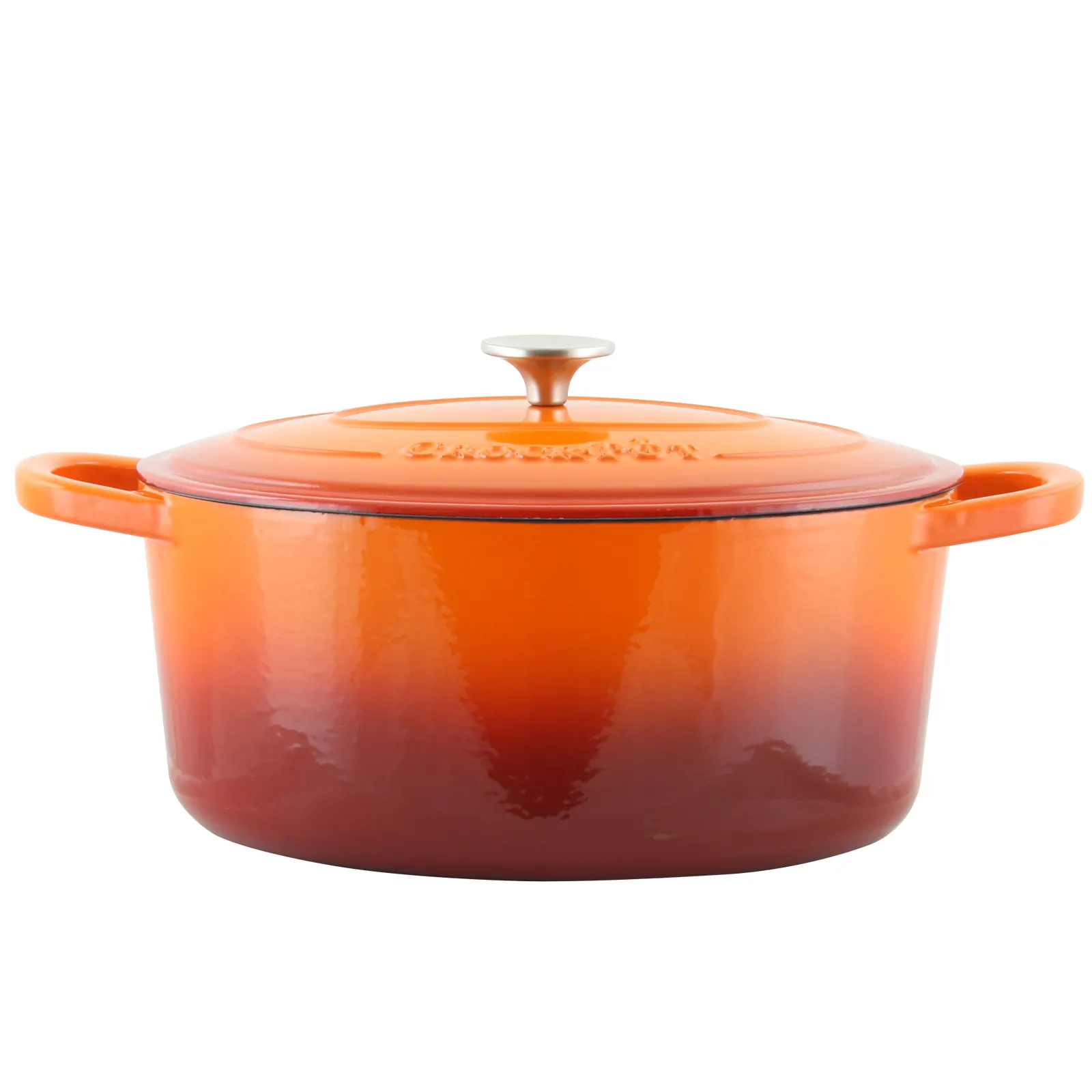 CROCK-POT 109474.02 — Crock Pot Artisan 7 Quart Enameled Cast Iron Oval Dutch Oven in Sunset Orange