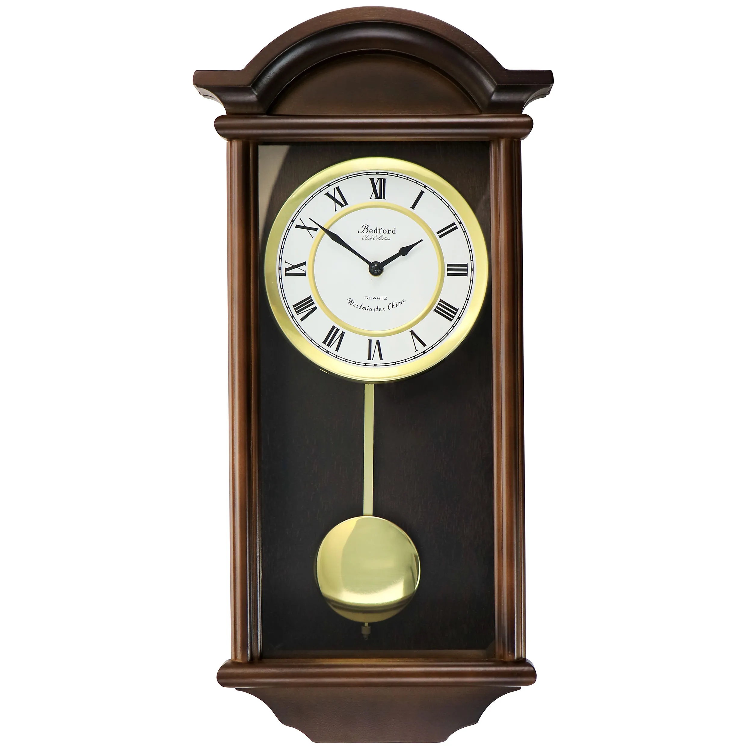 BEDFORD BED-GEORGE — Bedford Clock Collection George 22 Inch Chestnut Wood Chiming Pendulum Wall Clock