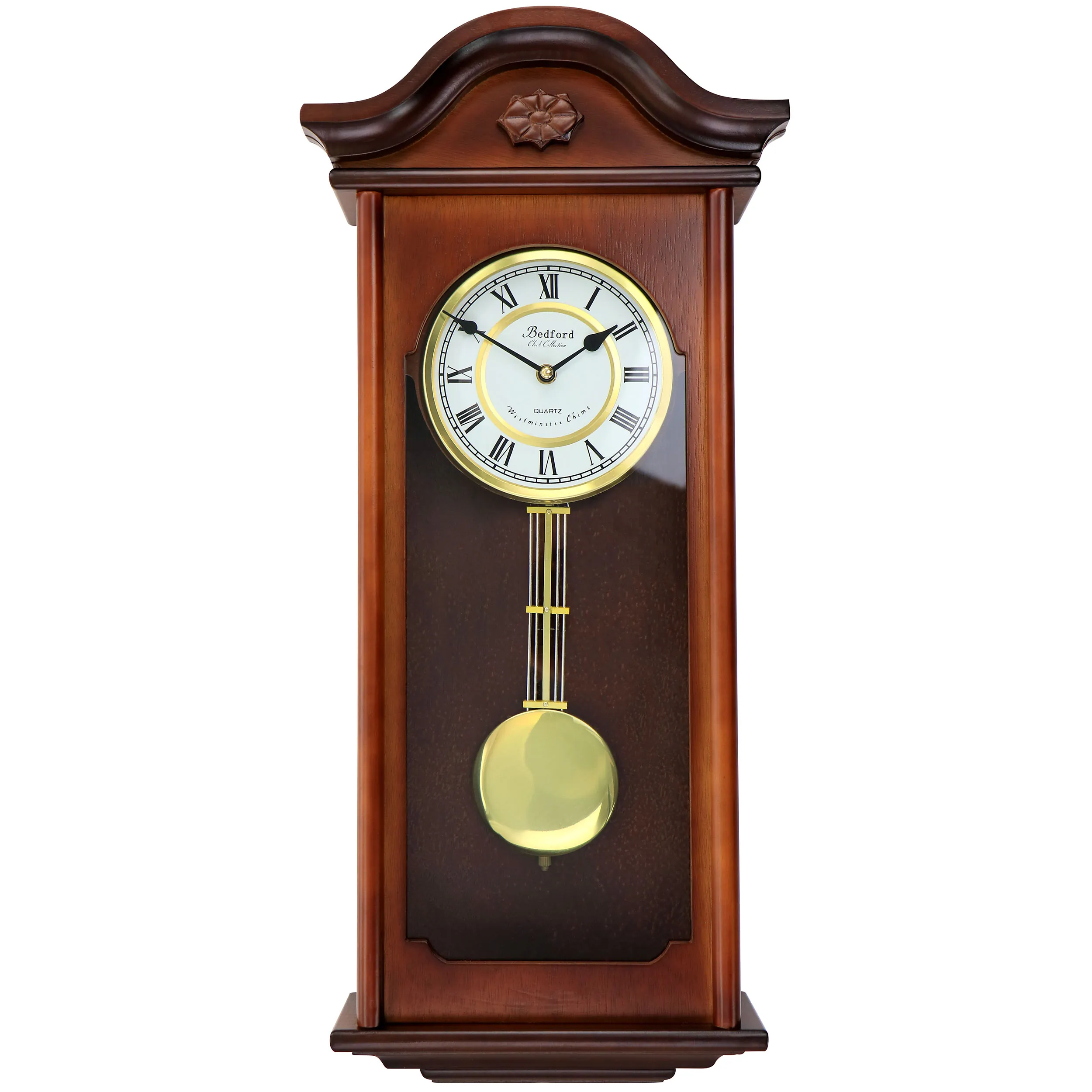 BEDFORD BED-JACOB — Bedford Clock Collection Jacob 22.75 Inch Mahogany Chiming Pendulum Wall Clock