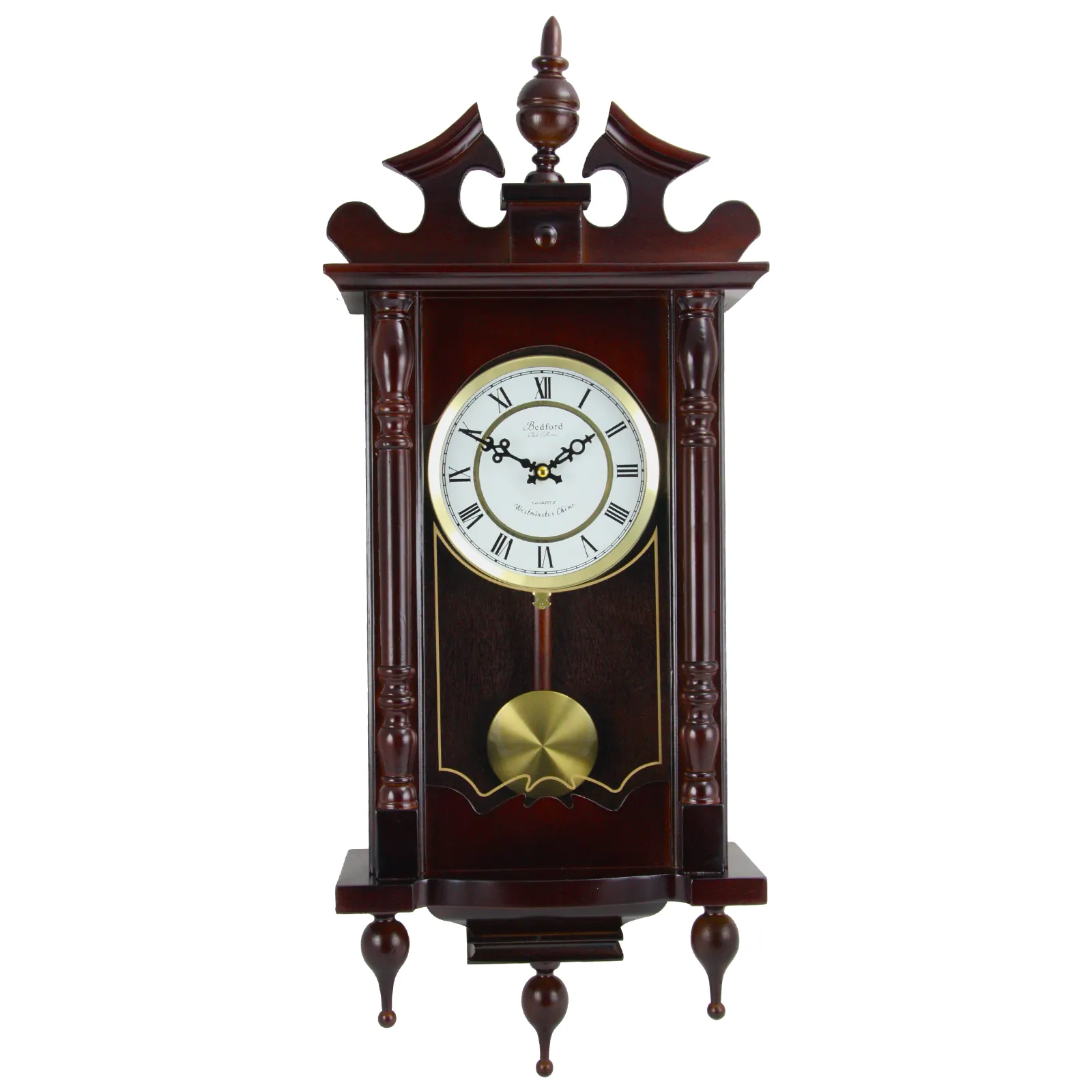 BEDFORD BED-1611 — Bedford Clock Collection Classic 31 Inch Chiming Pendulum Wall Clock in Cherry Oak Finish