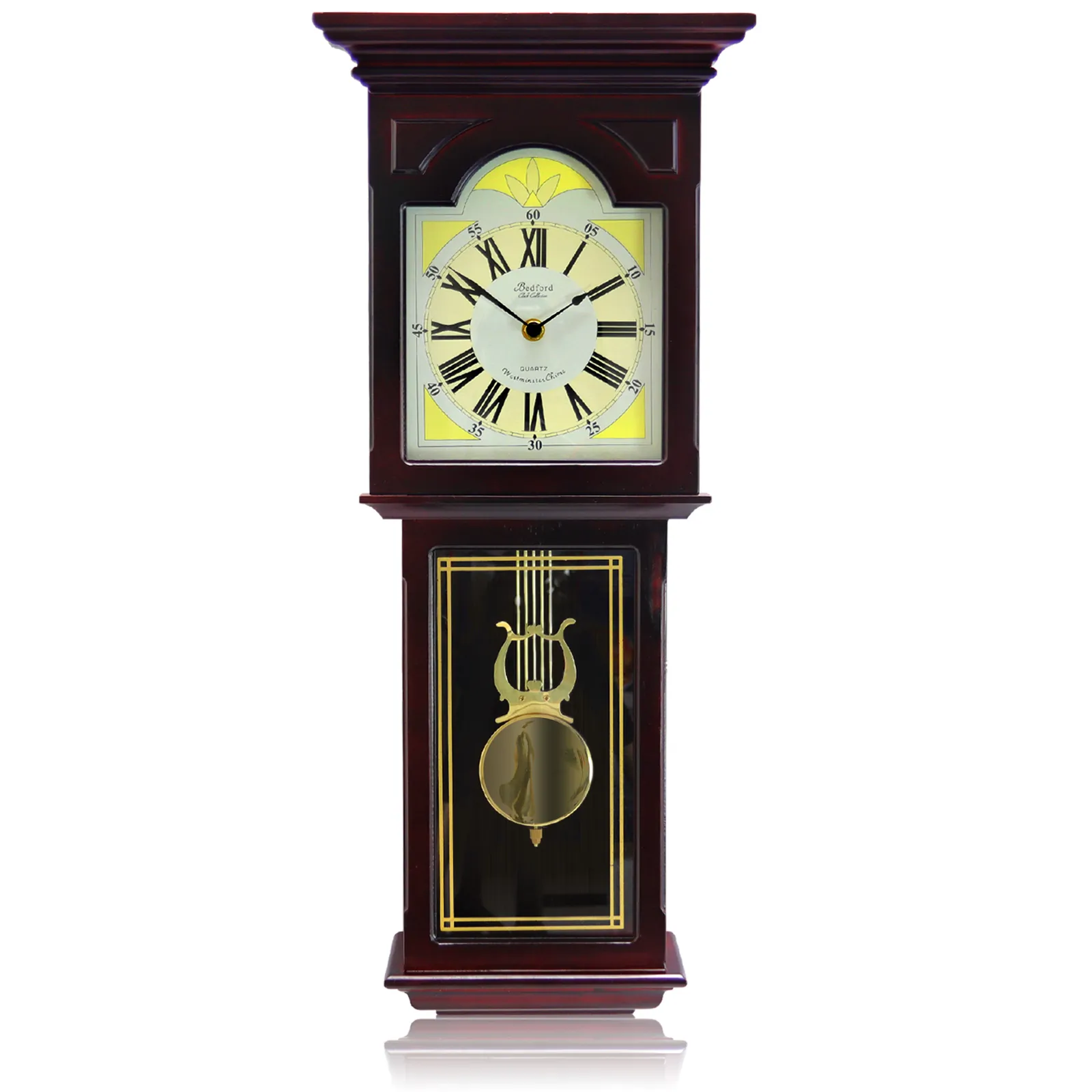 BEDFORD BED7247 - Elegant Redwood Oak Finish Wall Clock with Pendulum
