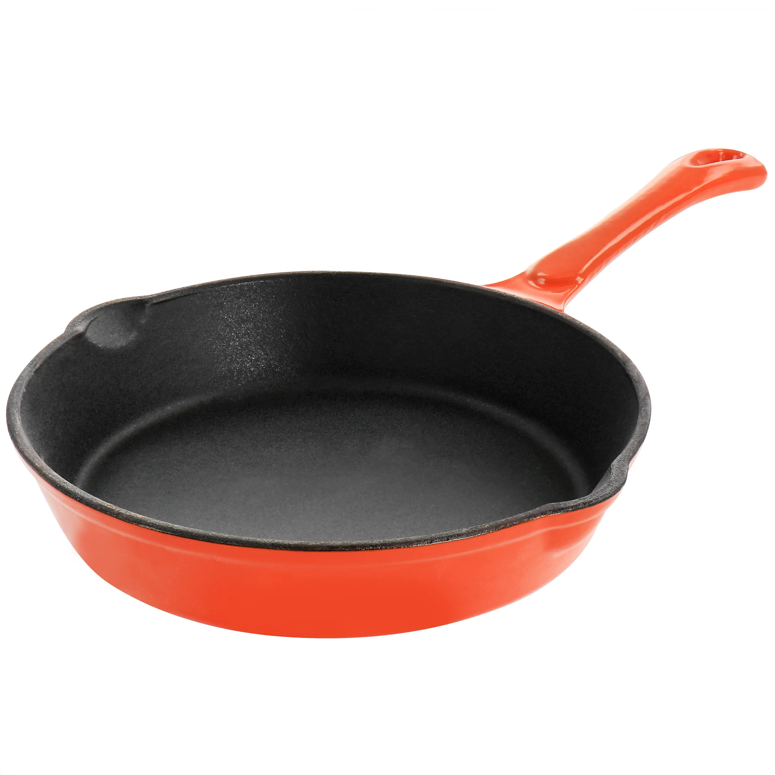 MegaChef MCCE-8ORNG — 8 Inch Orange Enameled PreSeasoned Cast Iron Frying Pan