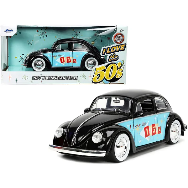 Jada Toys 31382 — 1959 Volkswagen Beetle Black I love 50's Series Diecast Model Car by Jada 31382