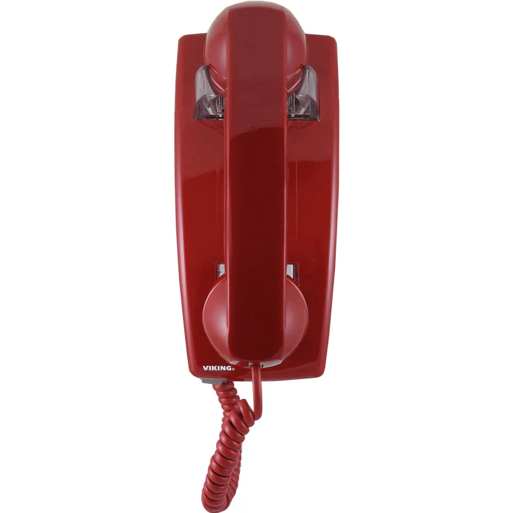 Viking Electronics VK-K-1900W-IP-RED — Enhanced VoIP Wall Phone with Auto Dialer, Red