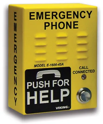 Viking Electronics VK-E-1600-45-IP — VoIP ADA Compliant Emergency Phone with Dialer and Voice Announcer  Safety Yellow  Surface Mount Only